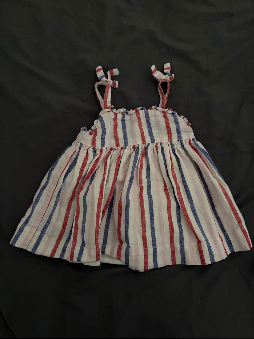 Red, White & Blue 4th of July Striped Sleeveless Sundress